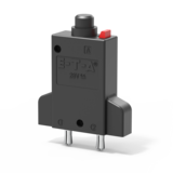 Typ 2-5200 von E-T-A: Einpoliger, thermischer Kfz-Sicherungsautomat für Steckmontage und wahlweise Handauslöser.